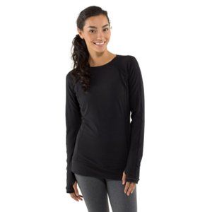 Lululemon Full Tilt Top Shirt Womens 6 Black Crew Neck Long Sleeve Ruffle Run